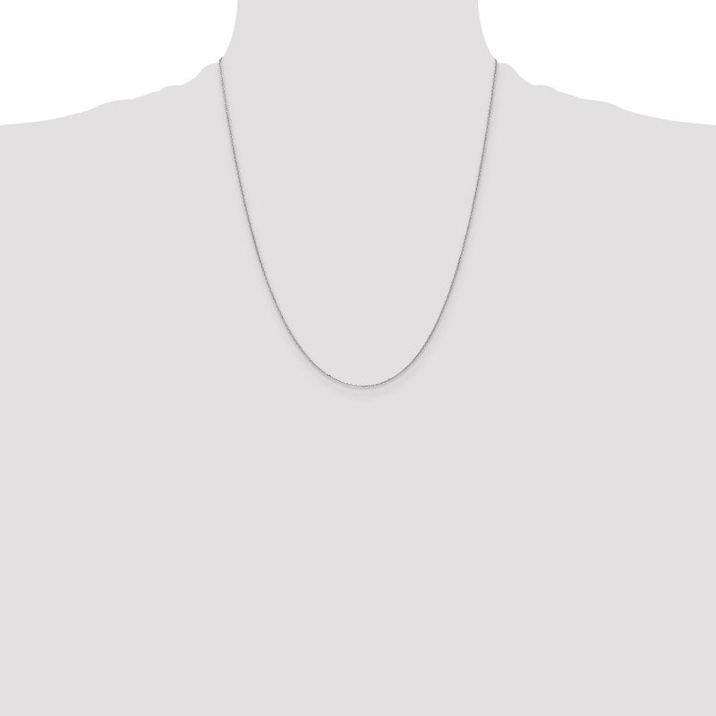 14K White Gold 14 inch .8mm Diamond-cut Cable with Lobster Clasp Chain