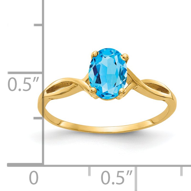 14k 7x5mm Oval Blue Topaz ring