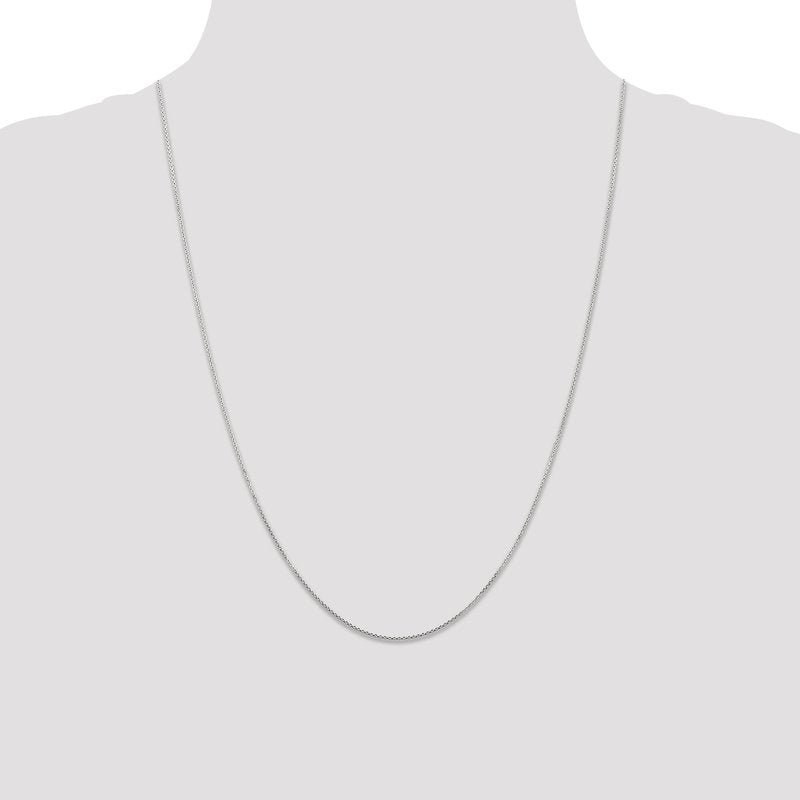 14K White Gold 26 inch .8mm Diamond-cut Round Open Link Cable with Lobster Clasp Chain