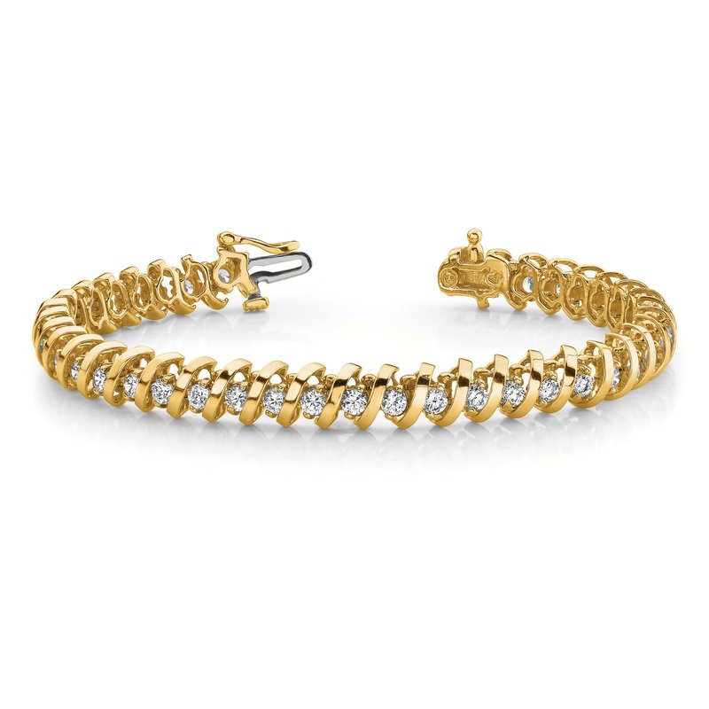 14k Complete 3.31 carat Round A Diamond Fancy Spiral 7 inch Tennis Bracelet