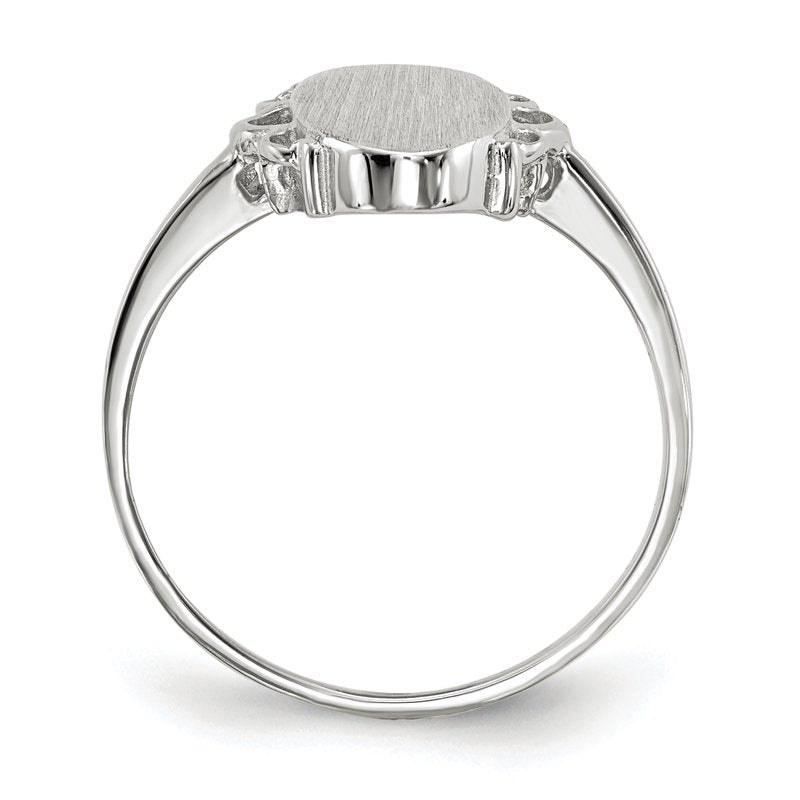 14k White Gold 7.0x14.5mm Open Back Signet Ring