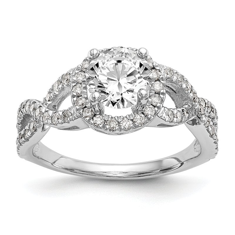 14K White Gold 3/4 carat Lab Grown Diamond VS/SI  D E F  Semi Mount Round Halo Engagement Ring