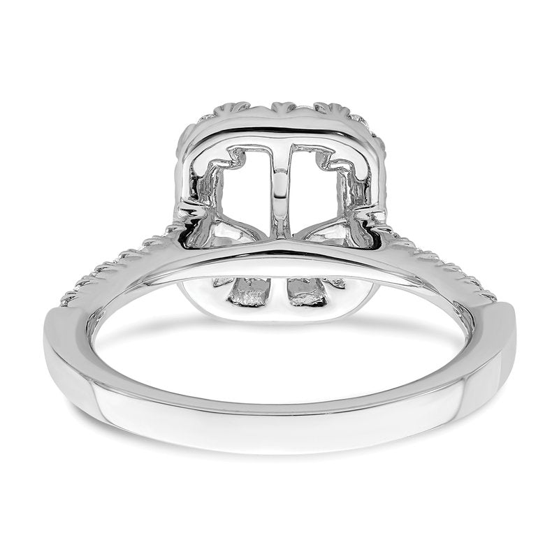 14K White Gold 1/4 carat Lab Grown Diamond VS+ F+ Semi-Mount Emerald Halo Engagement Ring