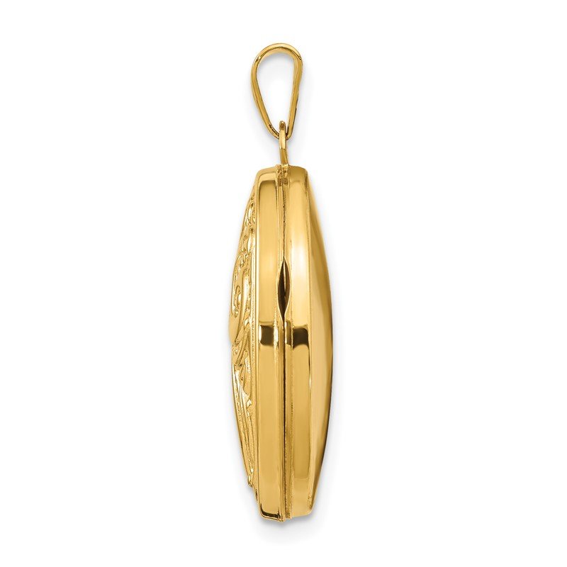 14k Domed Scroll Design 21mm Oval Locket