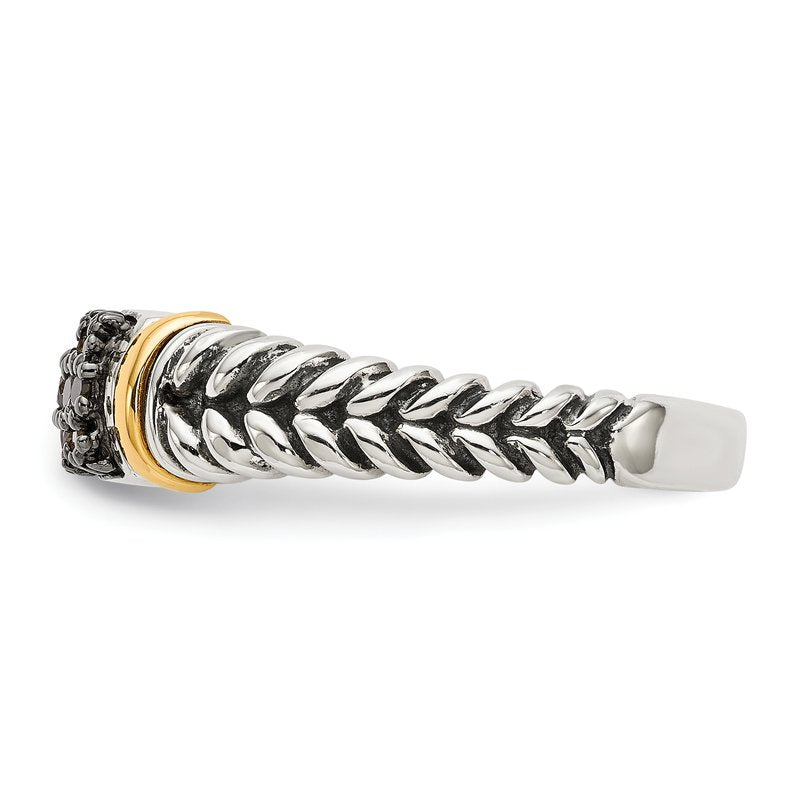 Sterling Silver with 14K Accent Antiqued Black Diamond Ring
