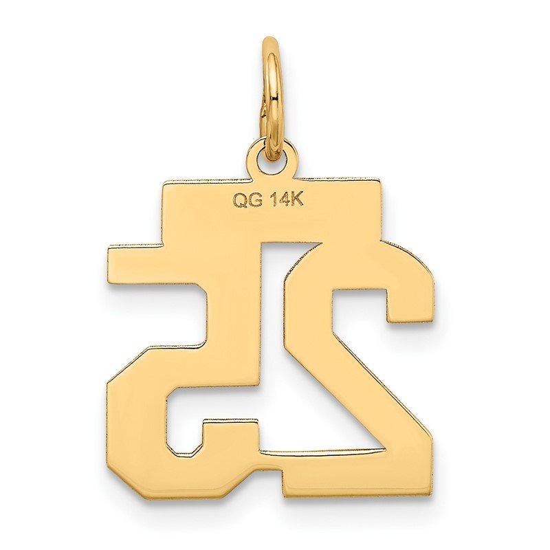 14k Small Satin Number 25 Charm