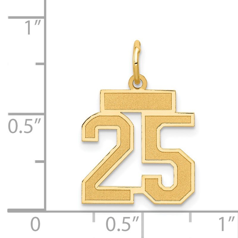 14k Small Satin Number 25 Charm