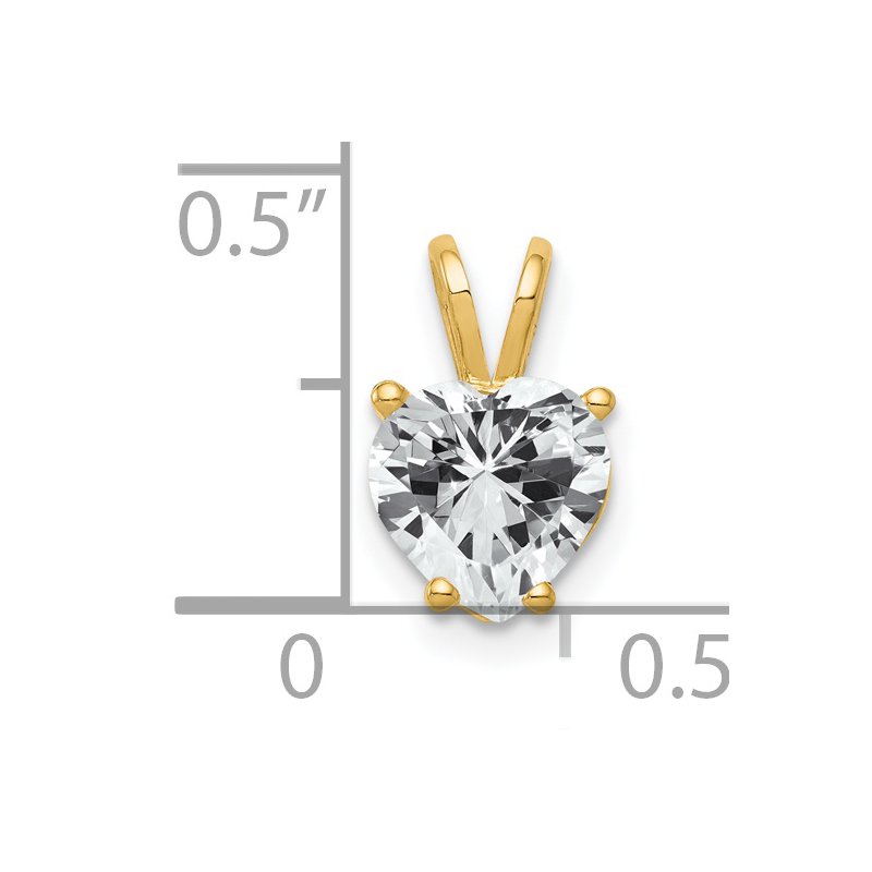 14k 7mm Heart Cubic Zirconia Pendant