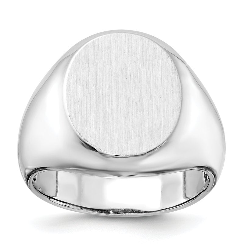 14k White Gold 13.0x16.0mm Open Back Mens Signet Ring