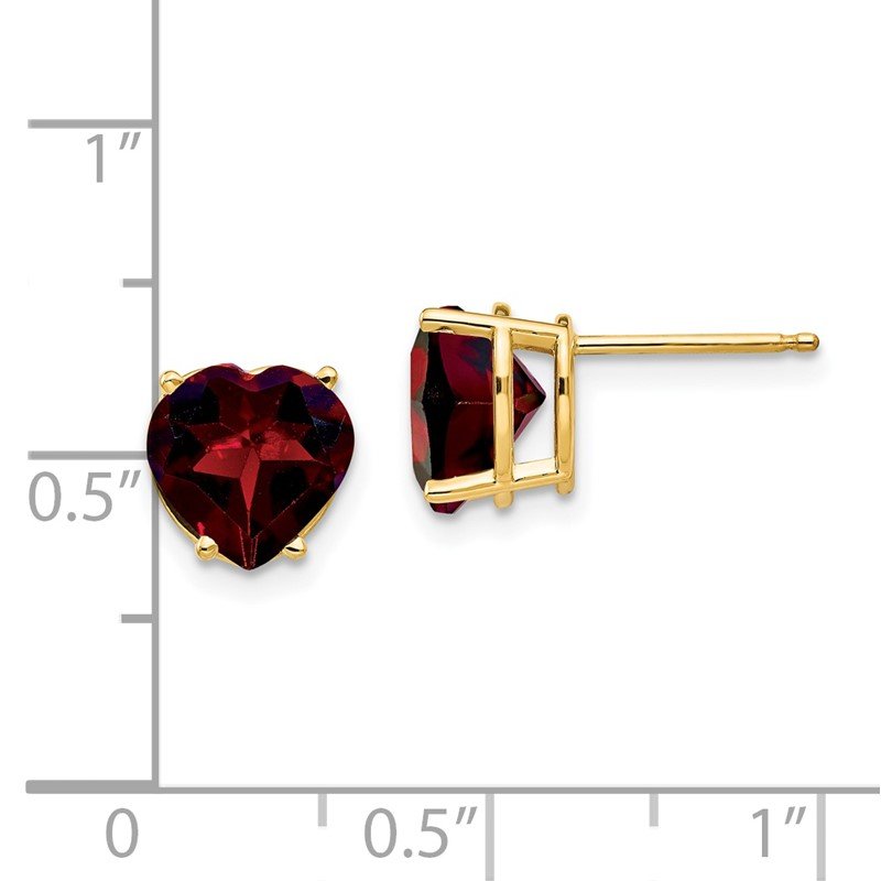 14k 8mm Heart Garnet Post Earrings