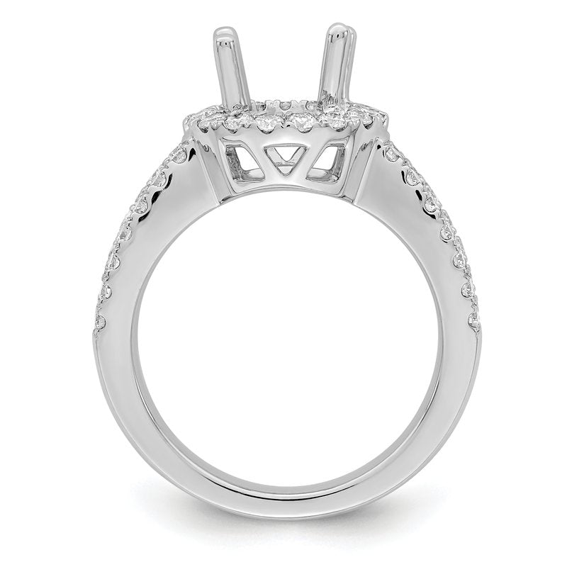14K White Gold 3/4 carat Lab Grown Diamond VS/SI  D E F  Semi Mount Round Halo Engagement Ring