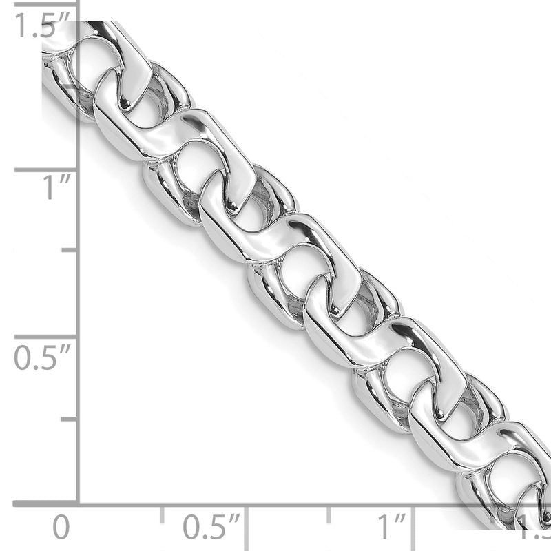 14K White Gold  20 inch 7.4mm Hand Polished Fancy Link with Fancy Lobster Clasp Chain