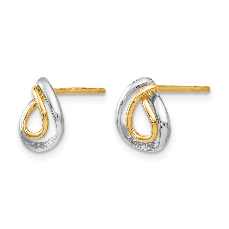 10K w/White Rhodium Polished Post Earrings