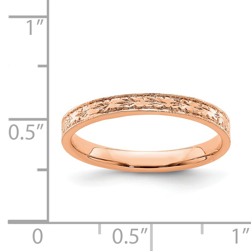 14K Rose Polished Floral Band