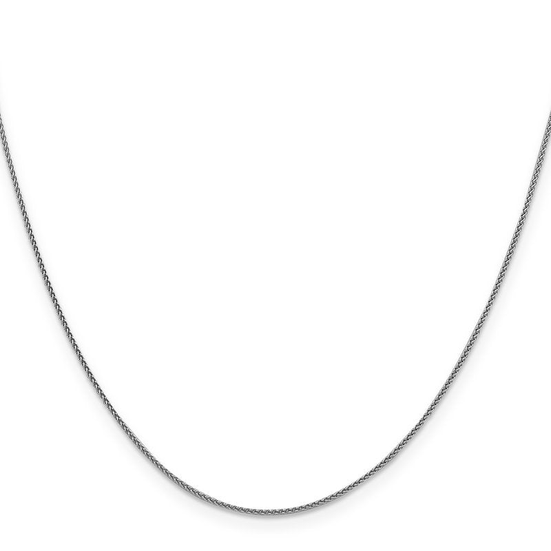 18K White Gold 16 inch 1mm Diamond-cut Spiga with Spring Ring Clasp Chain