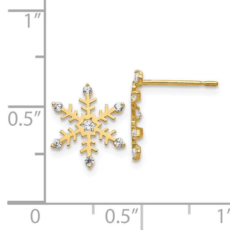 14k Madi K CZ Children's Snowflake Post Earrings