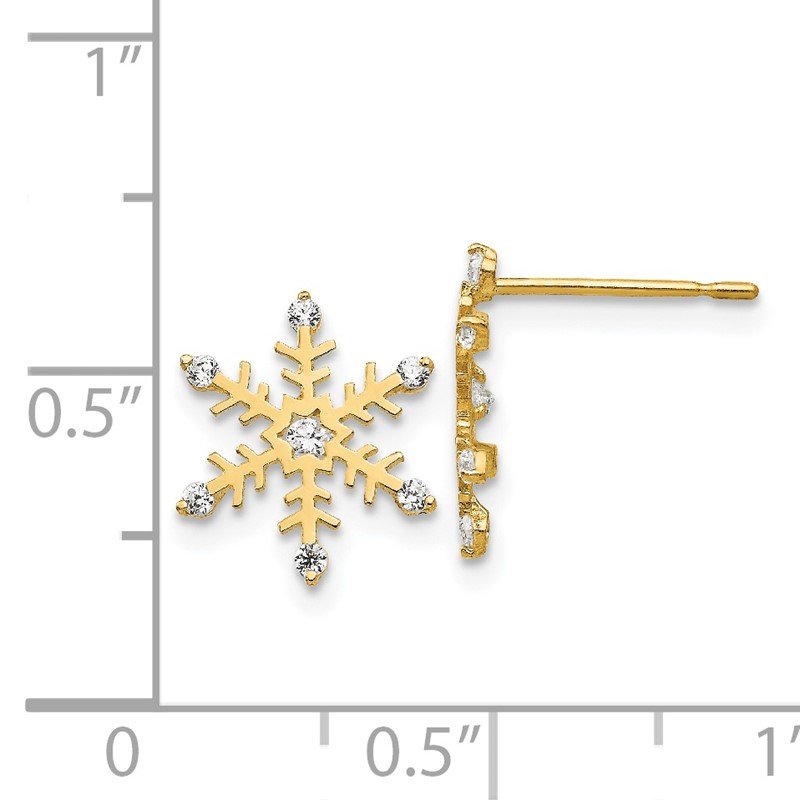 14k Madi K CZ Children's Snowflake Post Earrings