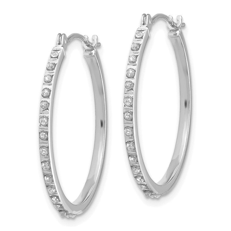 14k White Gold Diamond Fascination Round Hinged Hoop Earrings