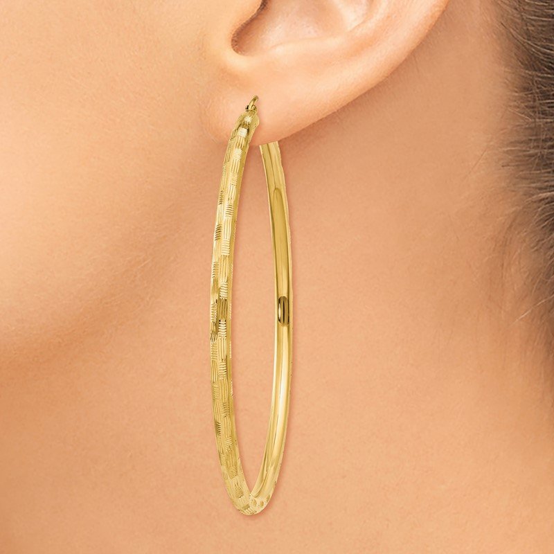 14k Diamond-cut Hoop Earrings