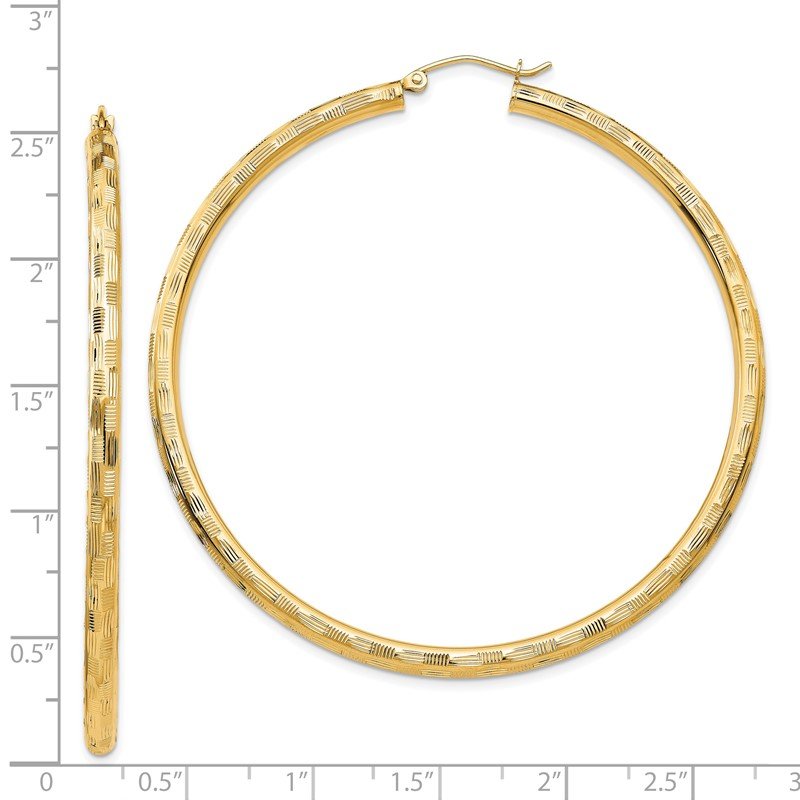 14k Diamond-cut Hoop Earrings