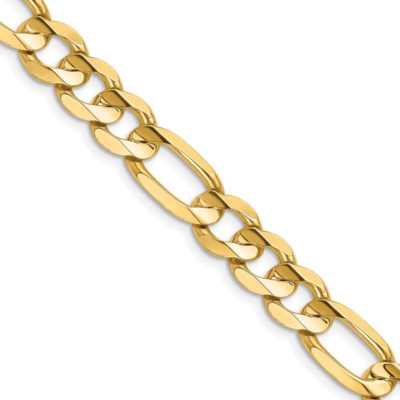 14K 22 inch 8.75mm Concave Open Figaro with Lobster Clasp Chain