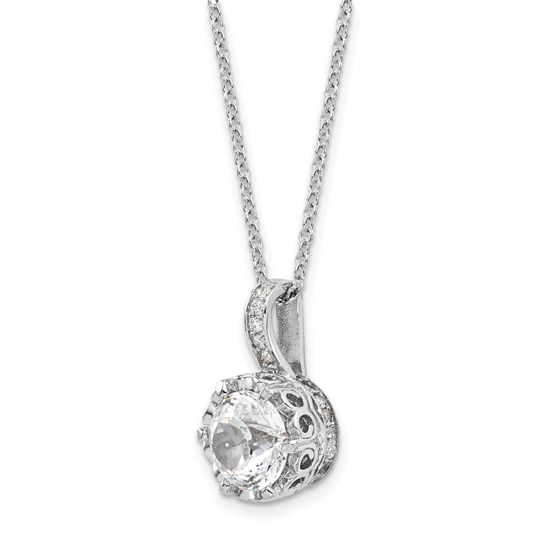 Sterling Silver Rhodium-plated Brilliant-cut and 100 Facet CZ 18 Inch Necklace