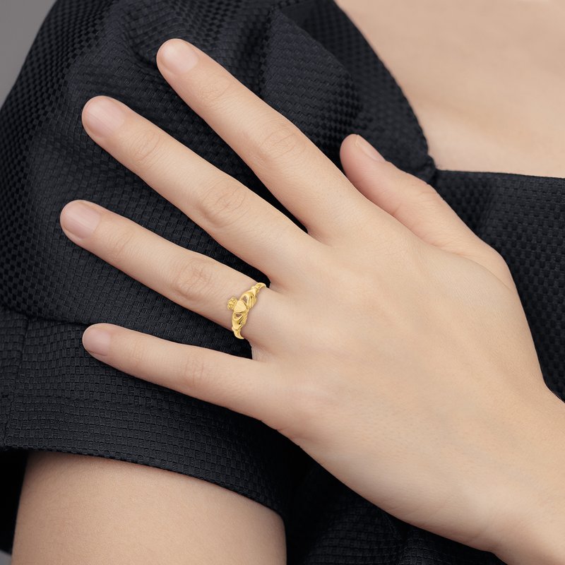 14k Polished and Satin Claddagh Ring