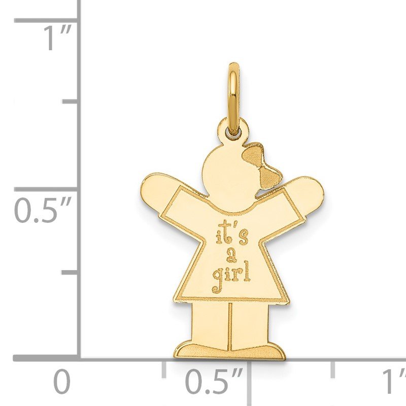 14k The Kids Small It's a Girl Engravable Love Charm