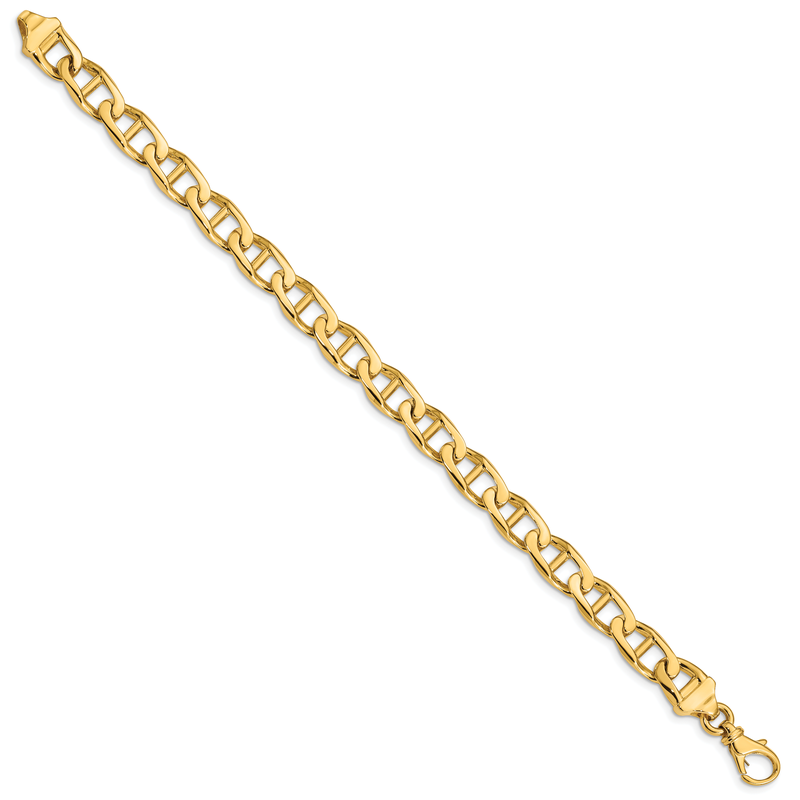 14K 20 inch 9mm Hand Polished Fancy Anchor Link with Fancy Lobster Clasp Chain