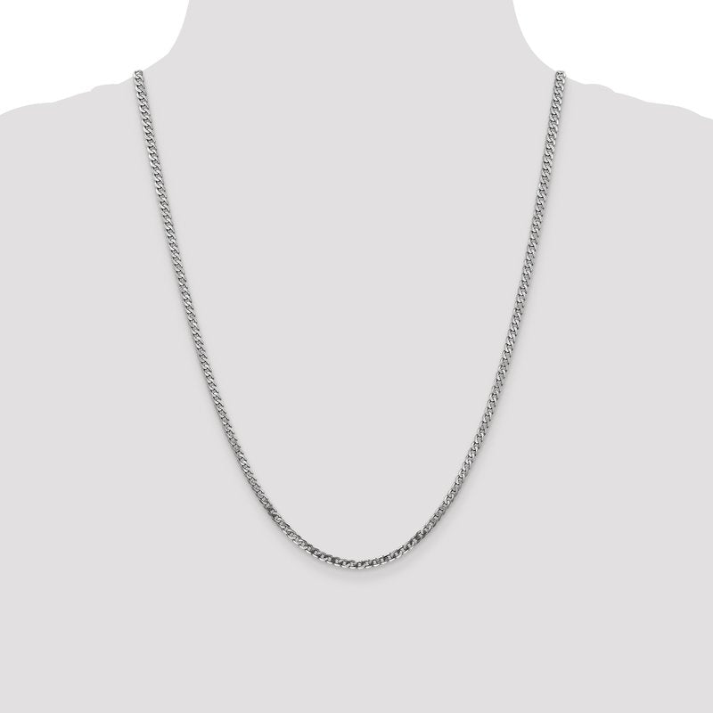 14K White Gold 2.9mm Flat Beveled Curb Chain