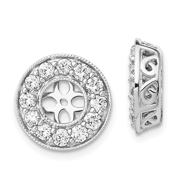 14K White Gold 1/2 carat Lab Grown Diamond VS+ F+ for 5-5.5mm Studs Complete Earring Jackets