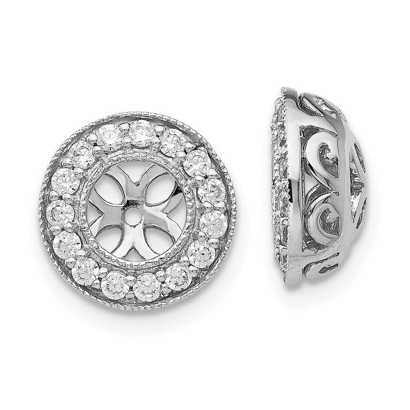 14K White Gold 1/2 carat Lab Grown Diamond VS+ F+ for 5-5.5mm Studs Complete Earring Jackets