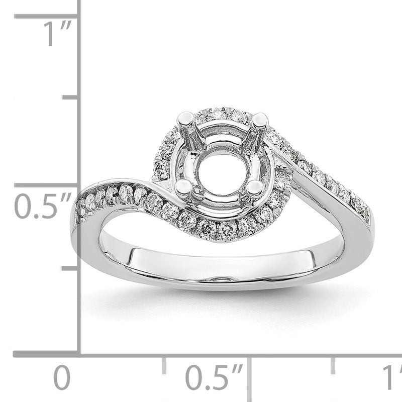 14K White Gold 1/4 carat Lab Grown Diamond VS/SI  D E F  Semi Mount Round By-Pass Engagement Ring