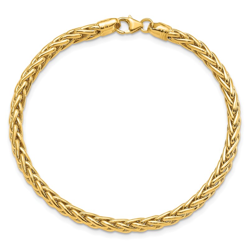14k Polished 4mm Fancy Wheat Link 7.5 inch Bracelet