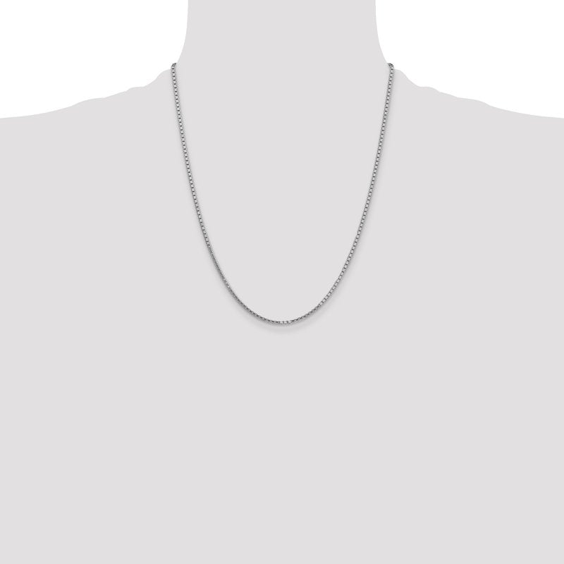 14K White Gold 26 inch 1.9mm Box with Lobster Clasp Chain