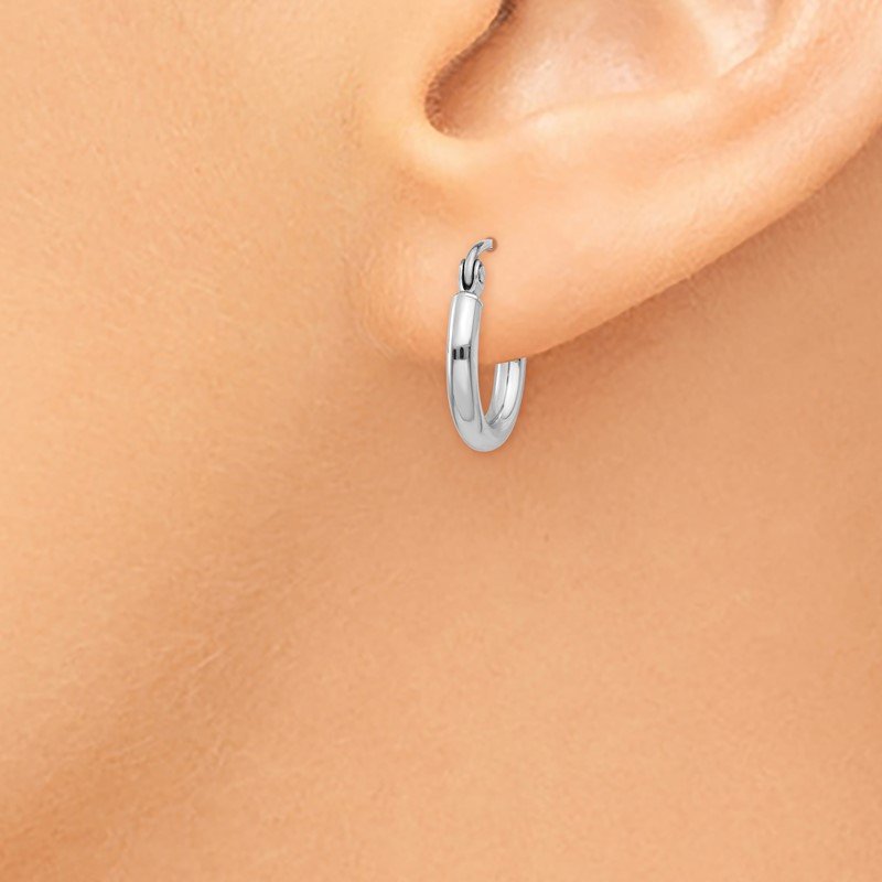 14k White Gold 2x12mm Polished Tube Hoop Earrings