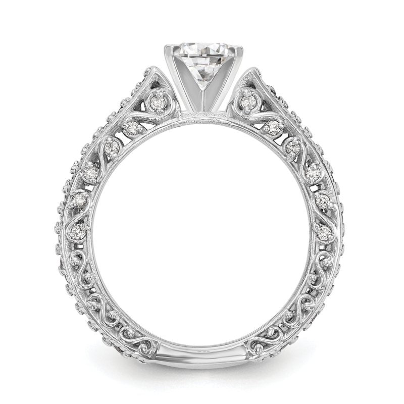 14K White Gold 1/2 carat Lab Grown Diamond VS/SI  D E F  Semi Mount Peg Set Ring