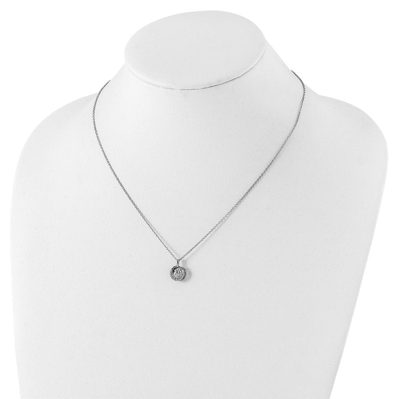 Sterling Silver Rhodium-plated Brilliant-cut Vibrant CZ Circle 18 Inch Necklace