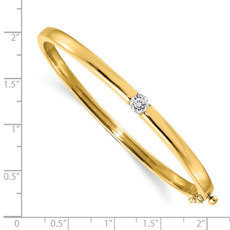 14k Polished Complete 1/2 carat A Diamond Hinged Oval Bangle Bracelet