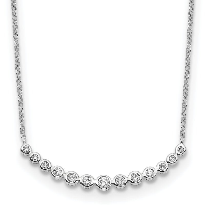 14k White Gold 1/4 carat Diamond Bezel-set Curved Bar 18 inch Necklace