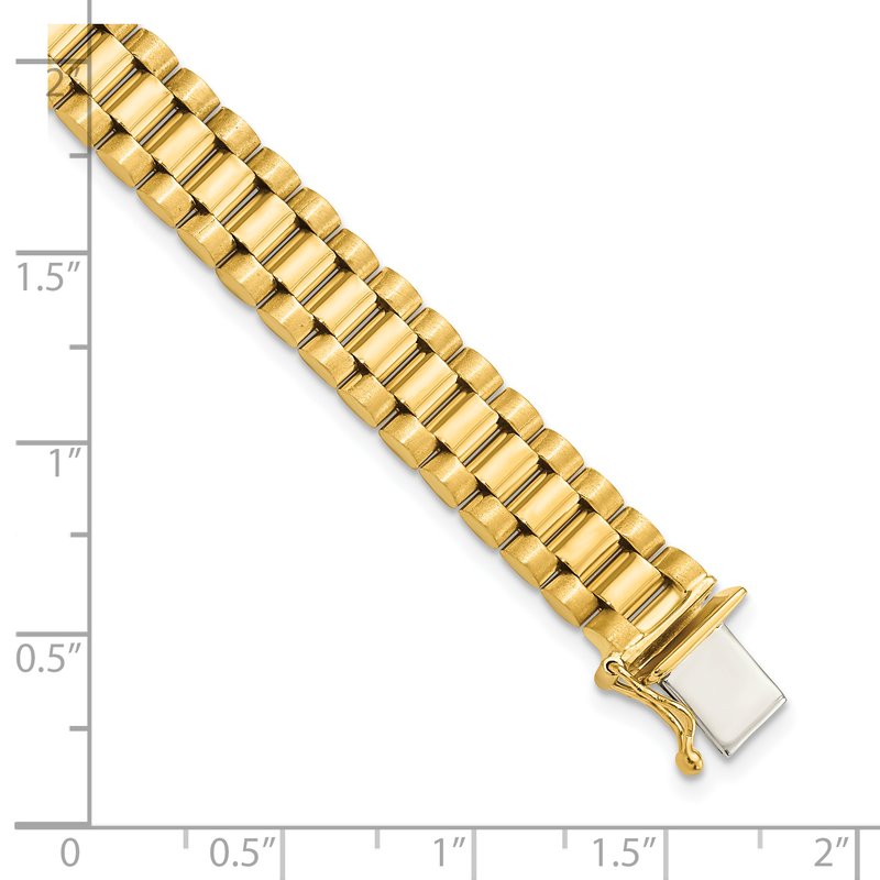 14k Polished and Satin 8mm Mens Fancy Link 8 inch Bracelet
