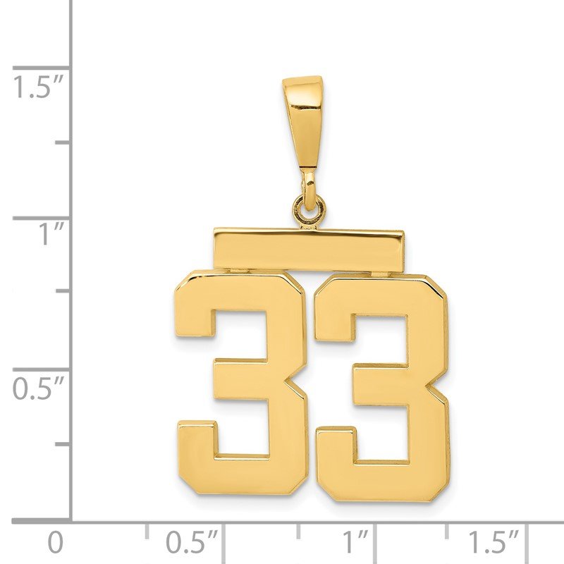 14k Large Polished Number 33 Charm