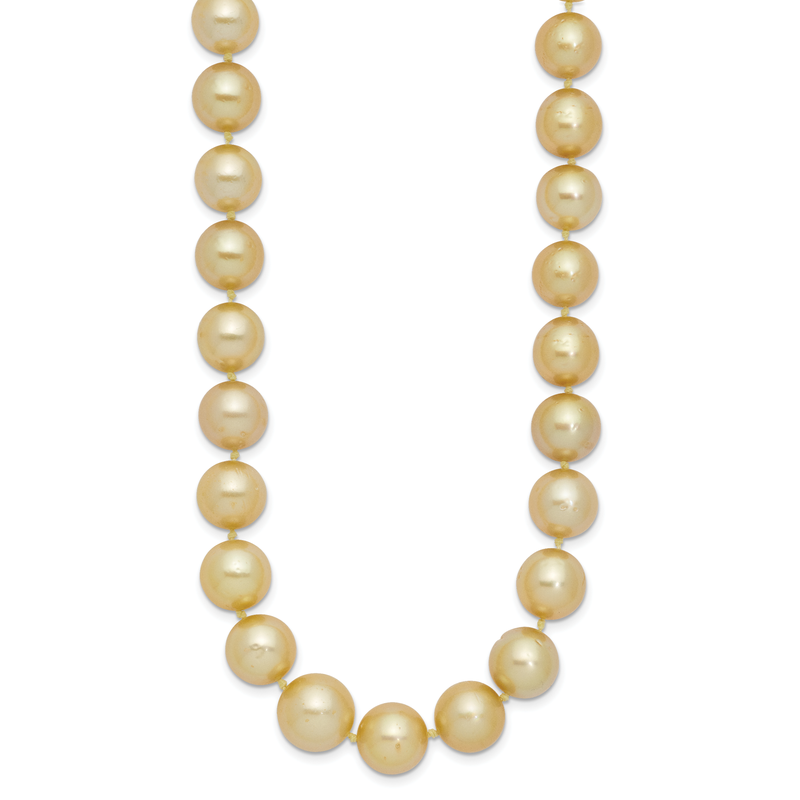 14k 9-12mm Golden South Sea Saltwater Cultured Graduated Baroque Pearl 19 inch Necklace