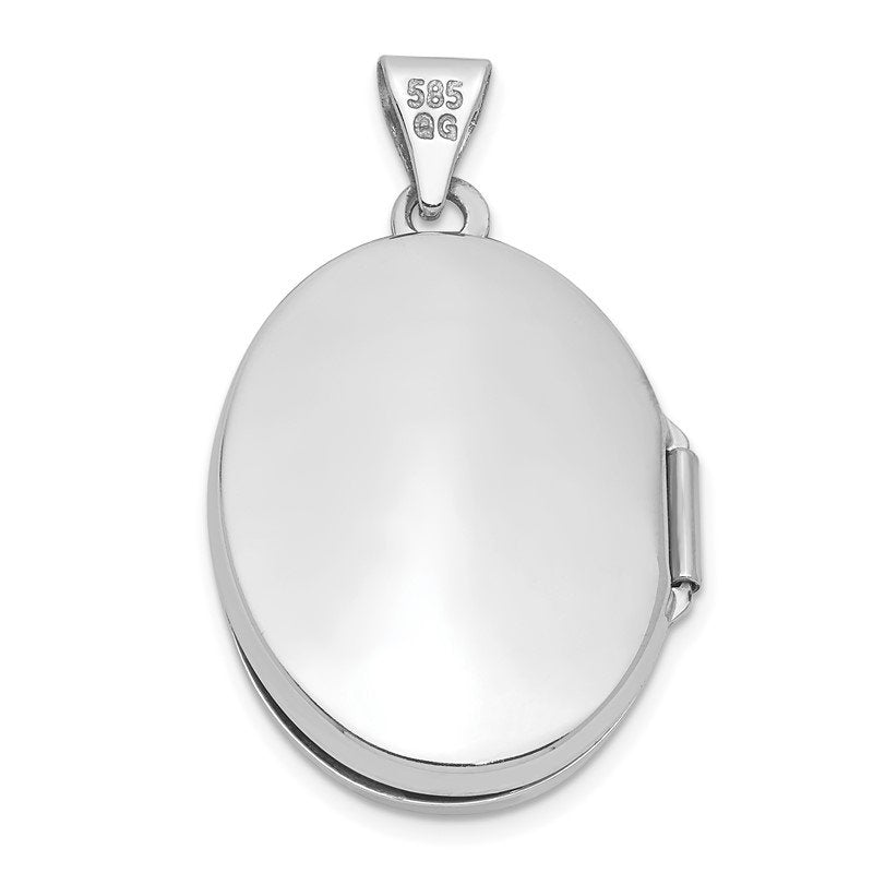 14k White Gold Tree 21x16mm Oval Locket