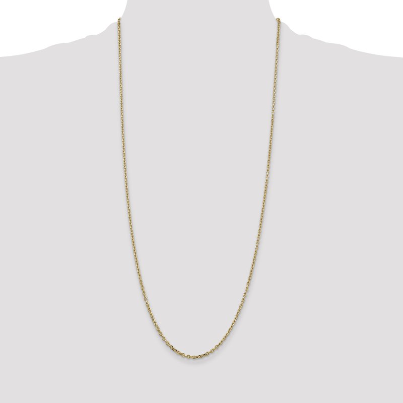 14K 26 inch 2.2mm Diamond-cut Round Open Link Cable with Lobster Clasp Chain