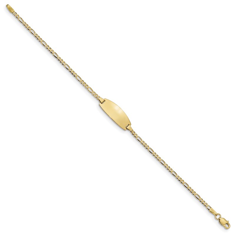 14k Polished Solid Chain/Solid Plate Figaro Link Oval 18.5x7.5mm Plate 5.5 inch Baby/Child ID Bracelet