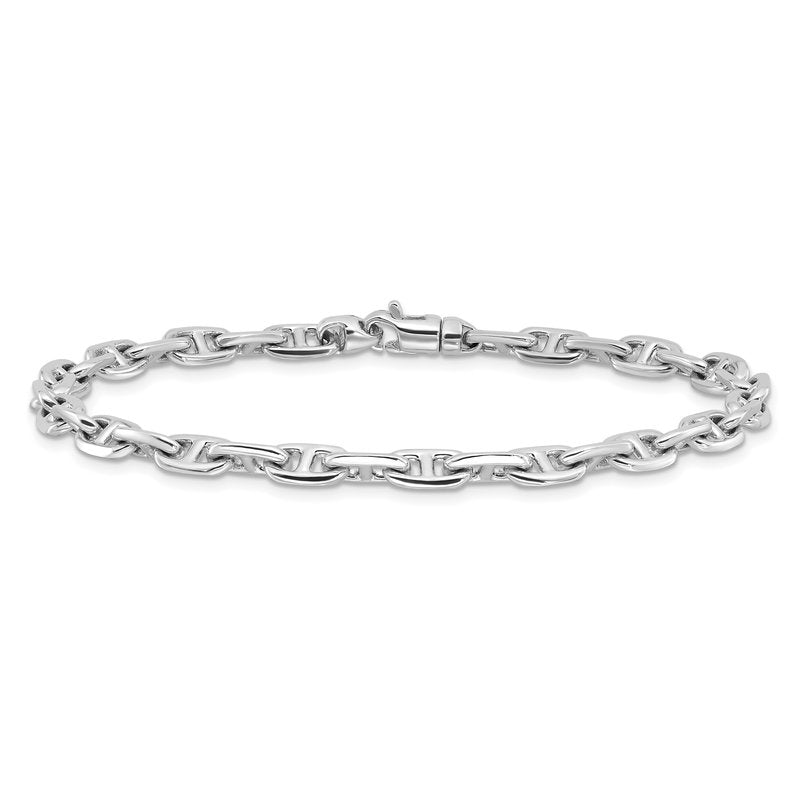 14K White Gold 18 inch 5.1mm Hand Polished Fancy Link with Lobster Clasp Chain