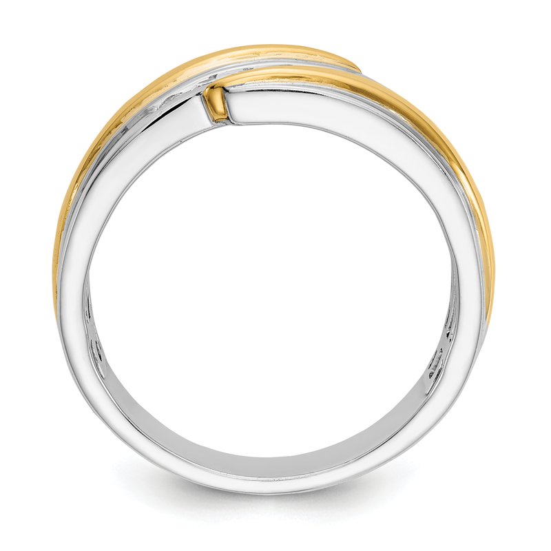 14K Two-tone Men's 1/3 carat Lab Grown Diamond VS/SI  D E F  Brushed and Polished Band