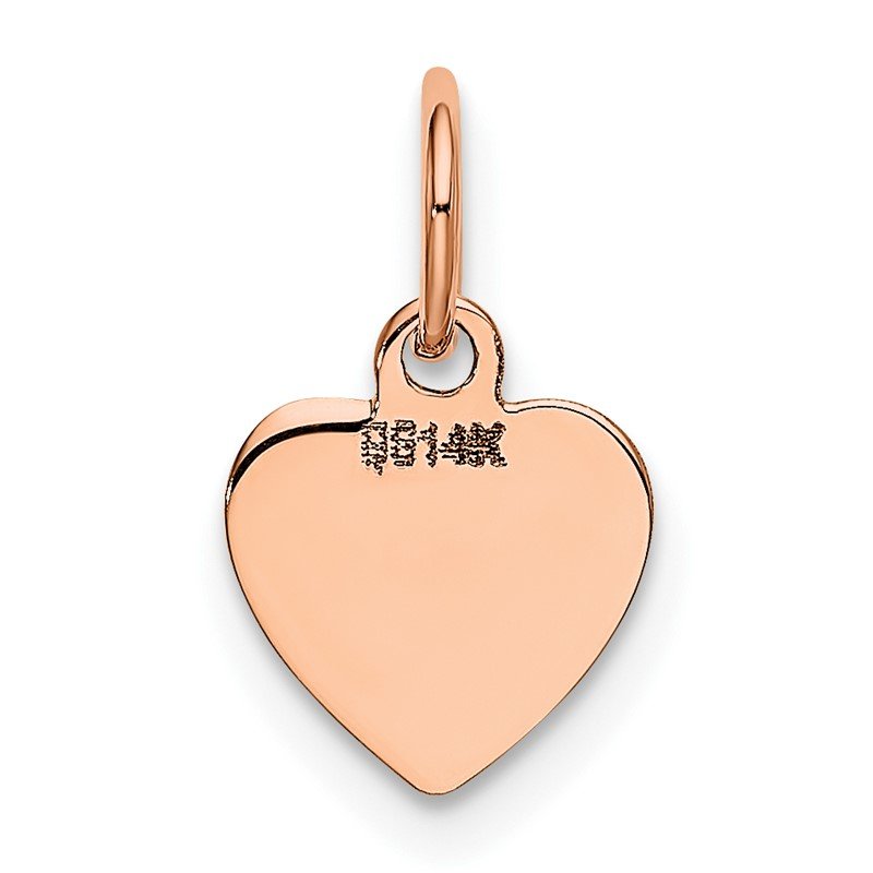 14K Rose Gold Polished Engravable 9mm Heart Disc Pendant