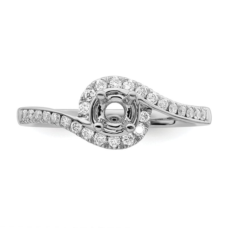 14K White Gold 1/4 carat Lab Grown Diamond VS/SI  D E F  Semi Mount Round By-Pass Engagement Ring
